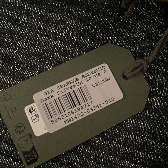 All Saints, GIA Sparkle Bodysuit, Dark Silver, US 6 - Picture 4 of 4